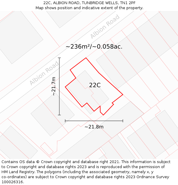 22C, ALBION ROAD, TUNBRIDGE WELLS, TN1 2PF: Plot and title map