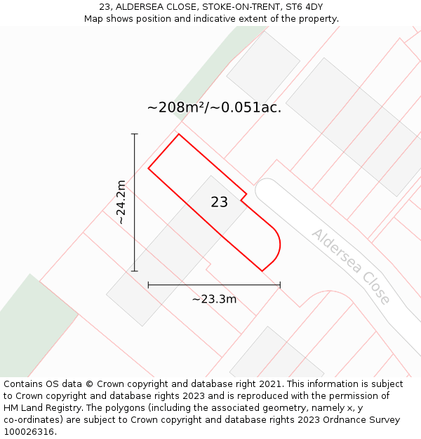 23, ALDERSEA CLOSE, STOKE-ON-TRENT, ST6 4DY: Plot and title map