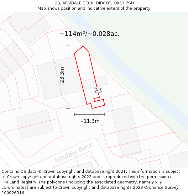 23, ARNDALE BECK, DIDCOT, OX11 7SU: Plot and title map