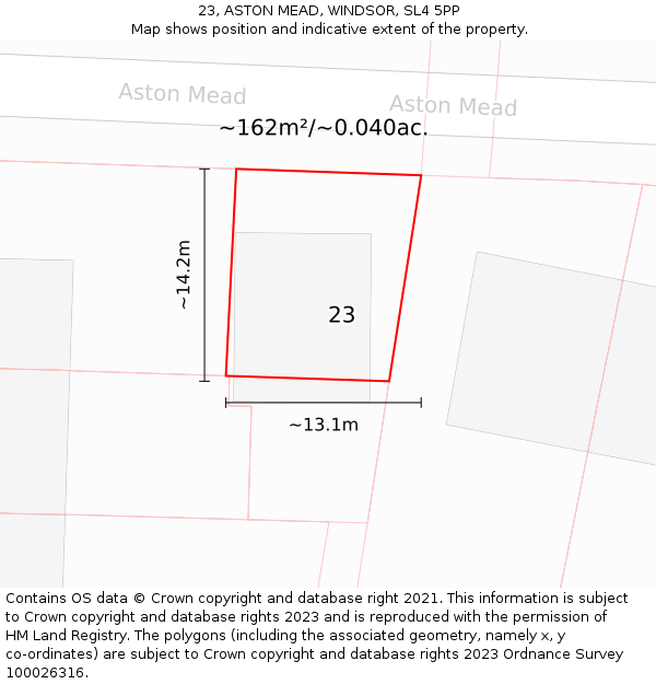 23, ASTON MEAD, WINDSOR, SL4 5PP: Plot and title map