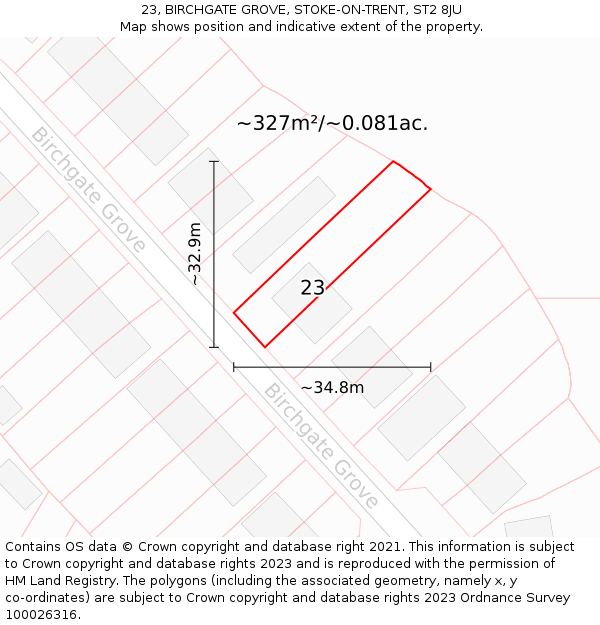 23, BIRCHGATE GROVE, STOKE-ON-TRENT, ST2 8JU: Plot and title map