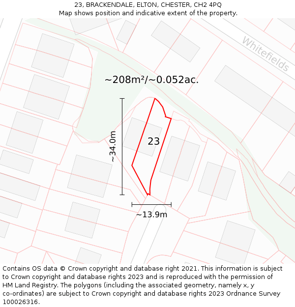 23, BRACKENDALE, ELTON, CHESTER, CH2 4PQ: Plot and title map