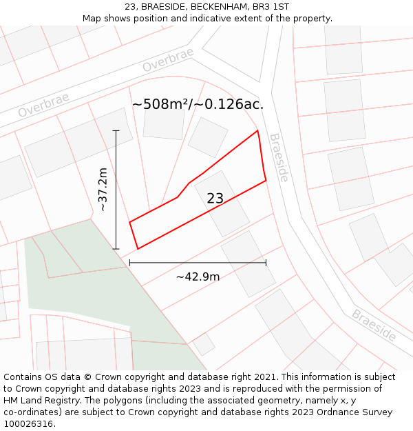 23, BRAESIDE, BECKENHAM, BR3 1ST: Plot and title map