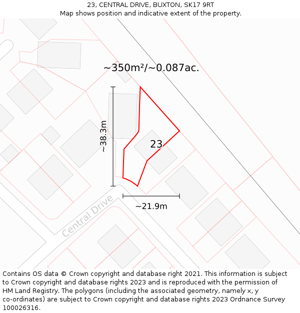 23, CENTRAL DRIVE, BUXTON, SK17 9RT: Plot and title map