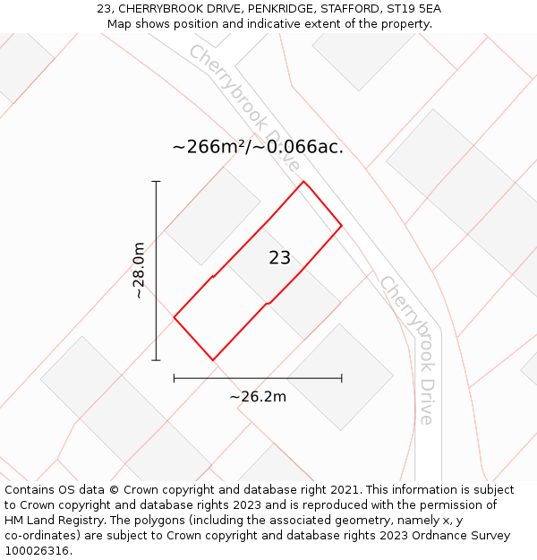 23, CHERRYBROOK DRIVE, PENKRIDGE, STAFFORD, ST19 5EA: Plot and title map