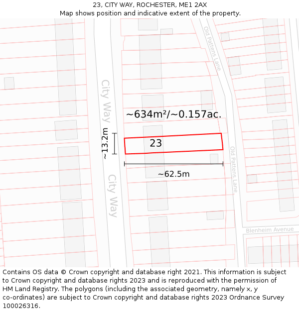 23, CITY WAY, ROCHESTER, ME1 2AX: Plot and title map