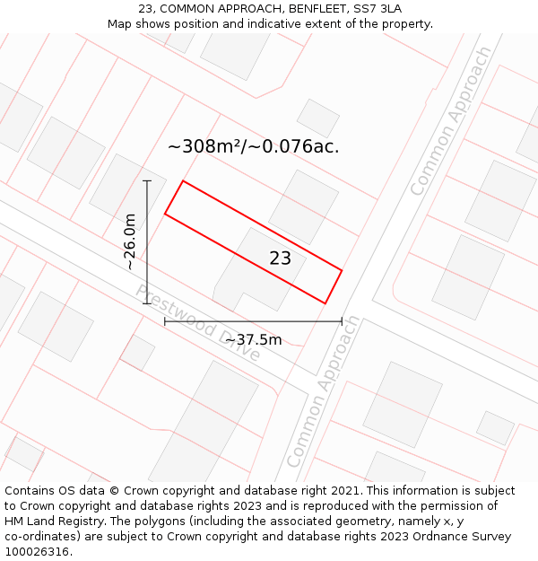 23, COMMON APPROACH, BENFLEET, SS7 3LA: Plot and title map