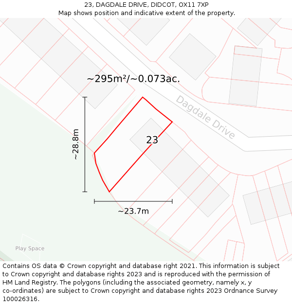 23, DAGDALE DRIVE, DIDCOT, OX11 7XP: Plot and title map