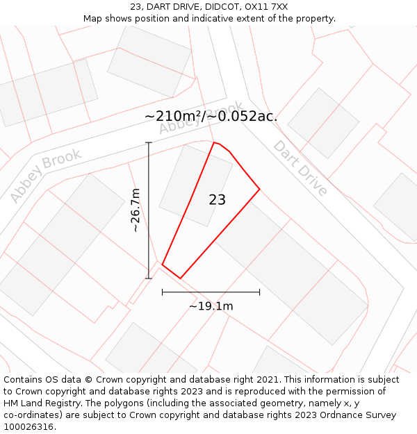 23, DART DRIVE, DIDCOT, OX11 7XX: Plot and title map
