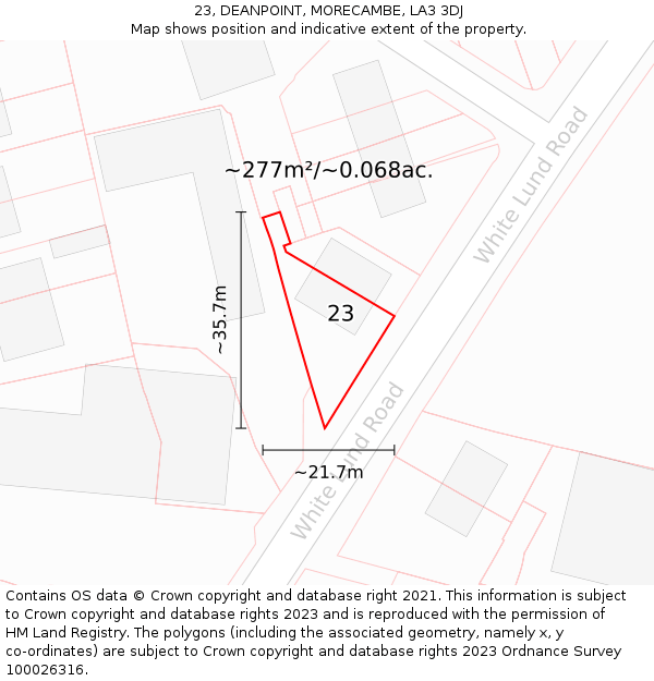 23, DEANPOINT, MORECAMBE, LA3 3DJ: Plot and title map