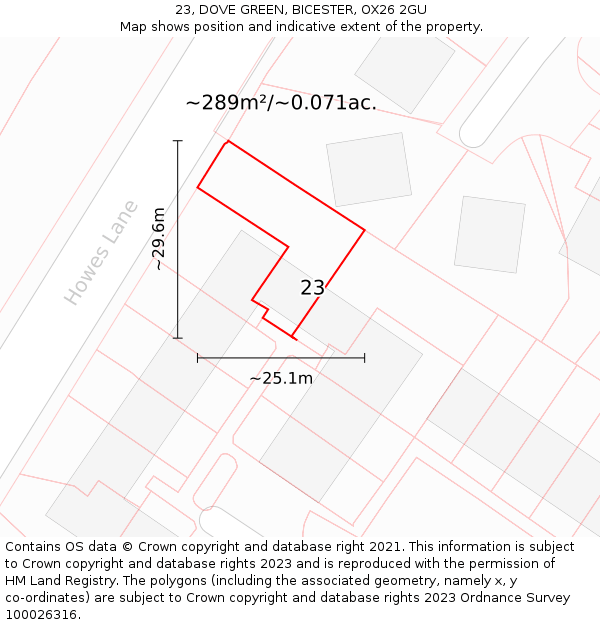 23, DOVE GREEN, BICESTER, OX26 2GU: Plot and title map