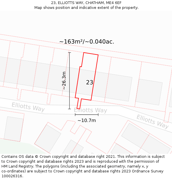 23, ELLIOTTS WAY, CHATHAM, ME4 6EF: Plot and title map