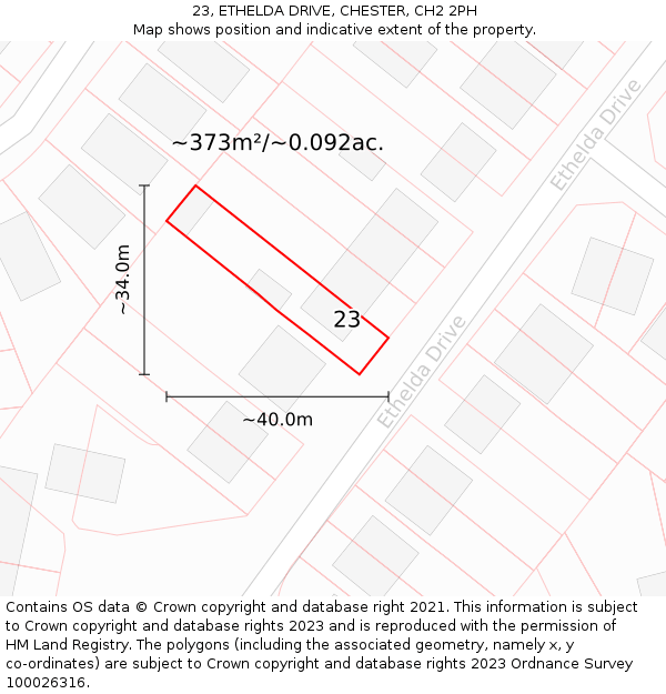 23, ETHELDA DRIVE, CHESTER, CH2 2PH: Plot and title map