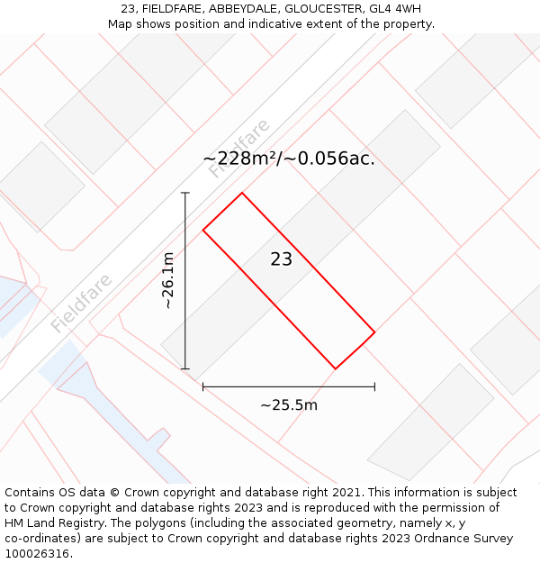 23, FIELDFARE, ABBEYDALE, GLOUCESTER, GL4 4WH: Plot and title map