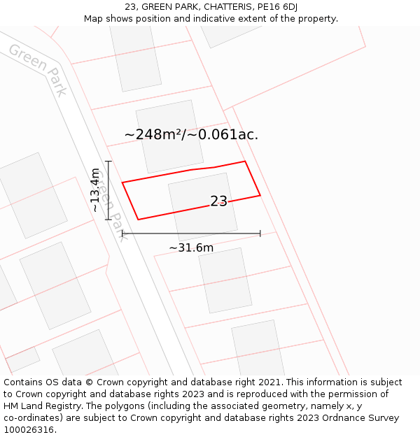 23, GREEN PARK, CHATTERIS, PE16 6DJ: Plot and title map