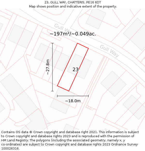 23, GULL WAY, CHATTERIS, PE16 6DT: Plot and title map