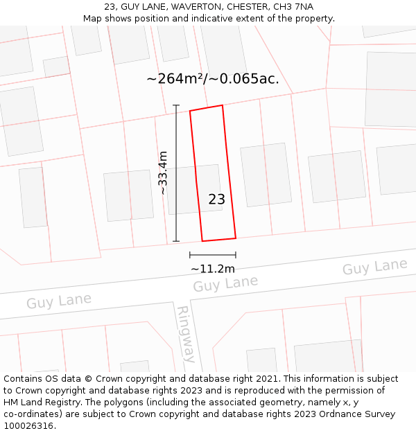 23, GUY LANE, WAVERTON, CHESTER, CH3 7NA: Plot and title map