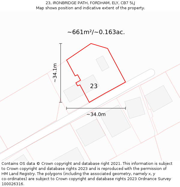 23, IRONBRIDGE PATH, FORDHAM, ELY, CB7 5LJ: Plot and title map