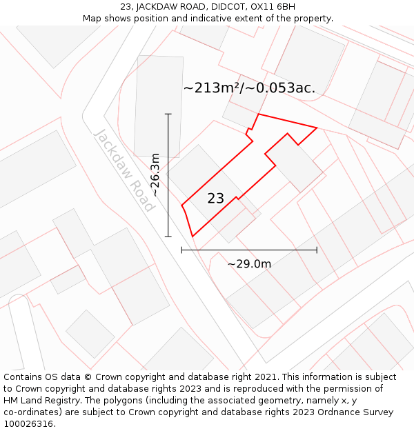 23, JACKDAW ROAD, DIDCOT, OX11 6BH: Plot and title map