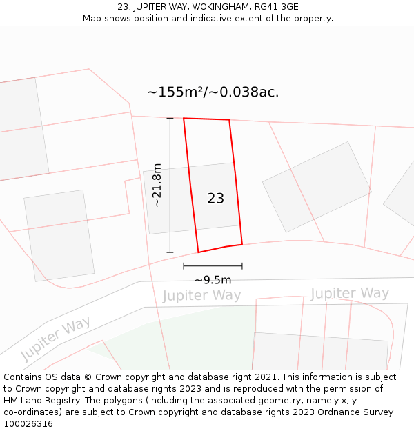 23, JUPITER WAY, WOKINGHAM, RG41 3GE: Plot and title map