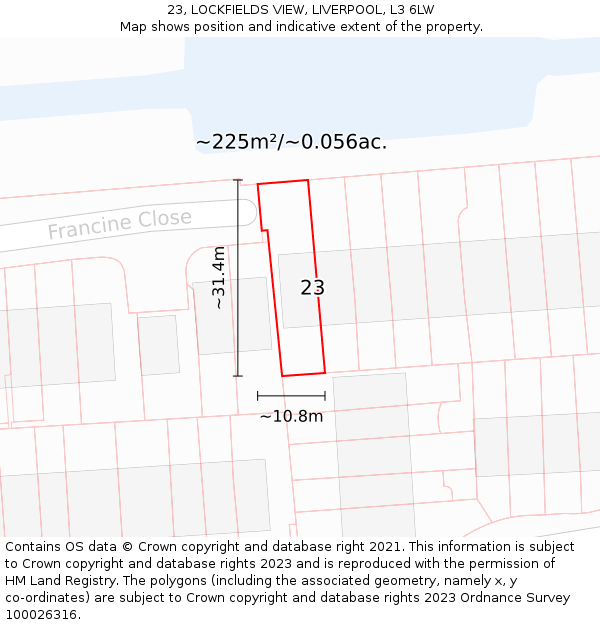 23, LOCKFIELDS VIEW, LIVERPOOL, L3 6LW: Plot and title map