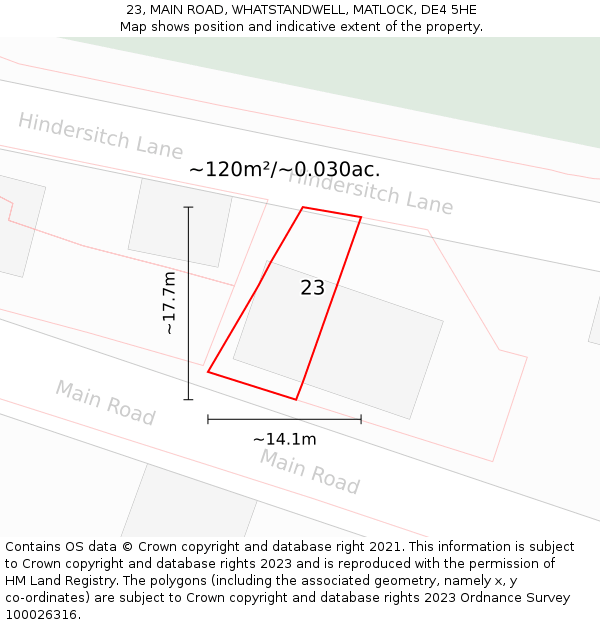 23, MAIN ROAD, WHATSTANDWELL, MATLOCK, DE4 5HE: Plot and title map
