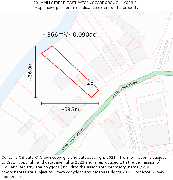 23, MAIN STREET, EAST AYTON, SCARBOROUGH, YO13 9HJ: Plot and title map