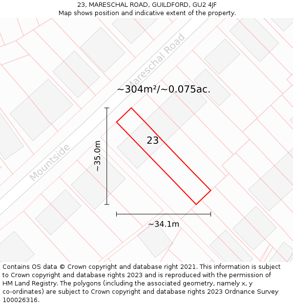 23, MARESCHAL ROAD, GUILDFORD, GU2 4JF: Plot and title map
