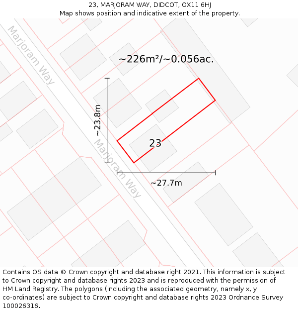 23, MARJORAM WAY, DIDCOT, OX11 6HJ: Plot and title map