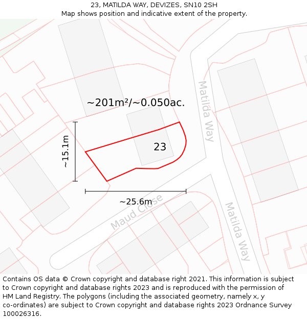 23, MATILDA WAY, DEVIZES, SN10 2SH: Plot and title map