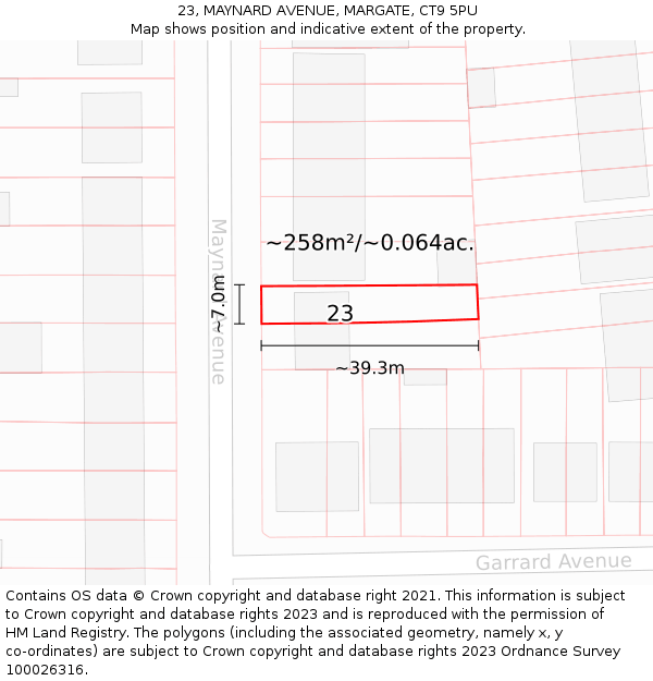 23, MAYNARD AVENUE, MARGATE, CT9 5PU: Plot and title map