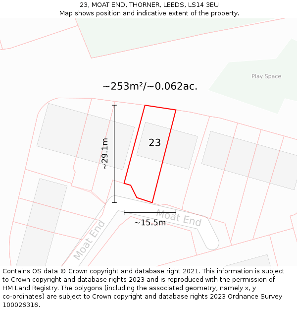 23, MOAT END, THORNER, LEEDS, LS14 3EU: Plot and title map