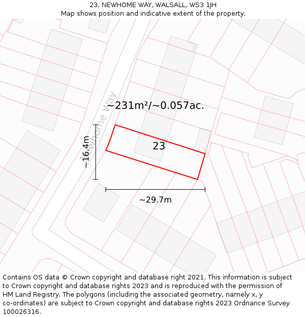 23, NEWHOME WAY, WALSALL, WS3 1JH: Plot and title map