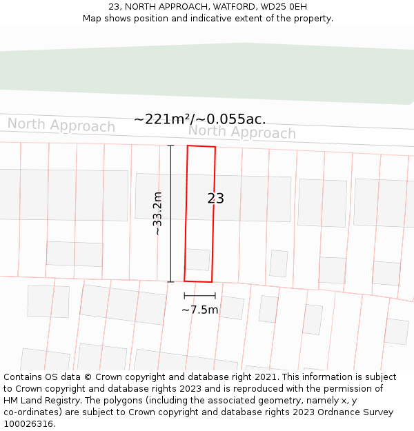 23, NORTH APPROACH, WATFORD, WD25 0EH: Plot and title map