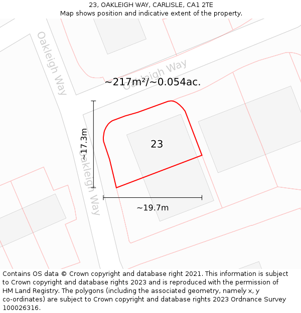 23, OAKLEIGH WAY, CARLISLE, CA1 2TE: Plot and title map