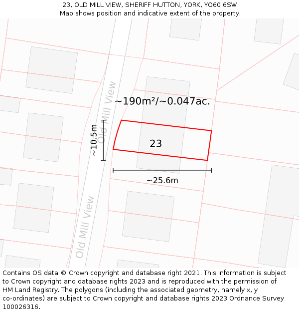 23, OLD MILL VIEW, SHERIFF HUTTON, YORK, YO60 6SW: Plot and title map