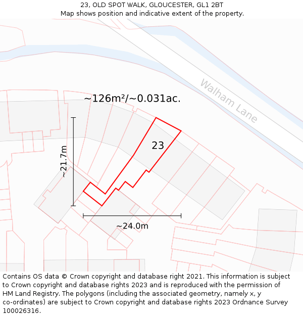 23, OLD SPOT WALK, GLOUCESTER, GL1 2BT: Plot and title map