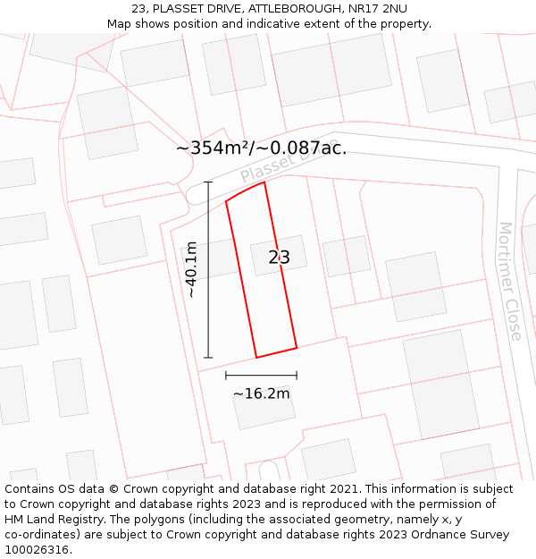 23, PLASSET DRIVE, ATTLEBOROUGH, NR17 2NU: Plot and title map
