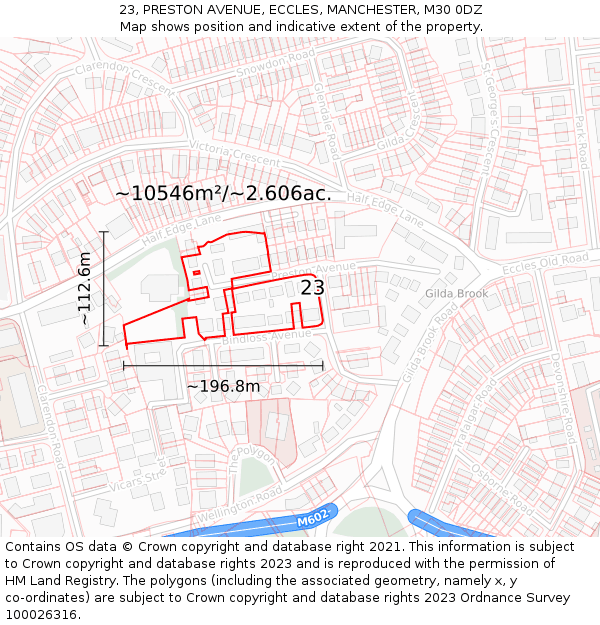 23, PRESTON AVENUE, ECCLES, MANCHESTER, M30 0DZ: Plot and title map
