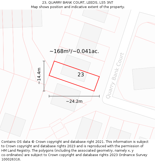 23, QUARRY BANK COURT, LEEDS, LS5 3NT: Plot and title map