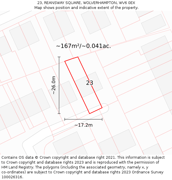 23, REANSWAY SQUARE, WOLVERHAMPTON, WV6 0EX: Plot and title map