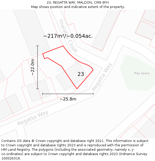 23, REGATTA WAY, MALDON, CM9 6FH: Plot and title map