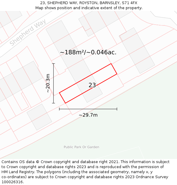 23, SHEPHERD WAY, ROYSTON, BARNSLEY, S71 4FX: Plot and title map
