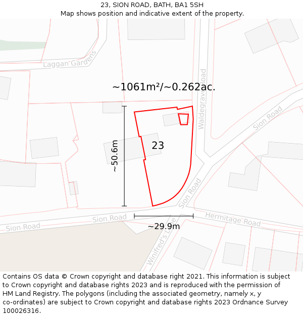 23, SION ROAD, BATH, BA1 5SH: Plot and title map