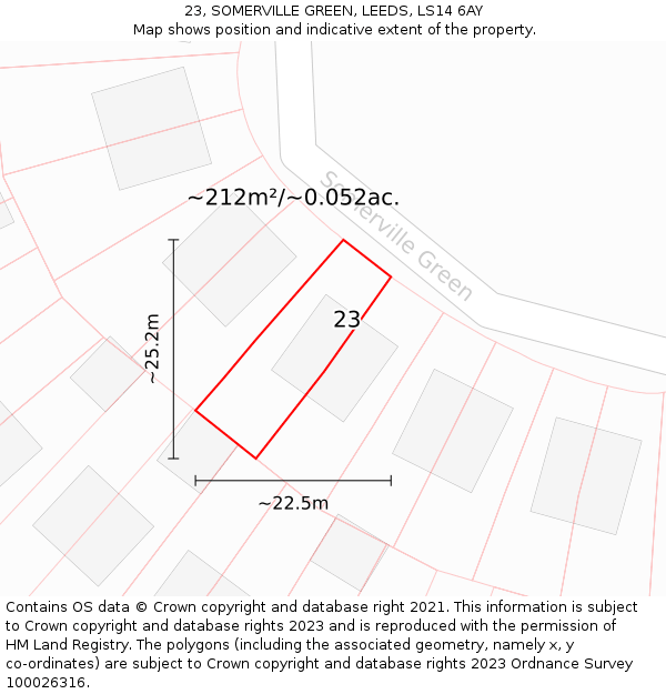 23, SOMERVILLE GREEN, LEEDS, LS14 6AY: Plot and title map