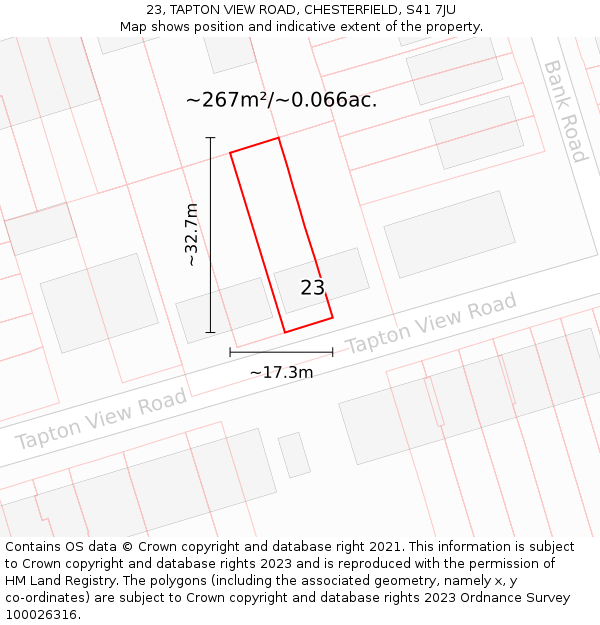 23, TAPTON VIEW ROAD, CHESTERFIELD, S41 7JU: Plot and title map