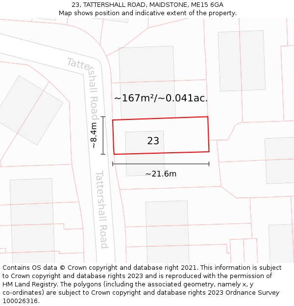 23, TATTERSHALL ROAD, MAIDSTONE, ME15 6GA: Plot and title map