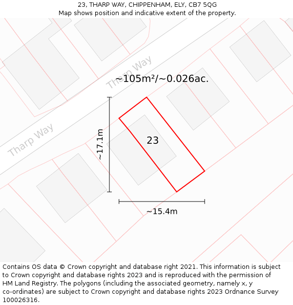 23, THARP WAY, CHIPPENHAM, ELY, CB7 5QG: Plot and title map