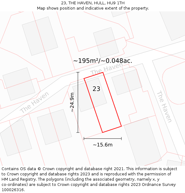 23, THE HAVEN, HULL, HU9 1TH: Plot and title map