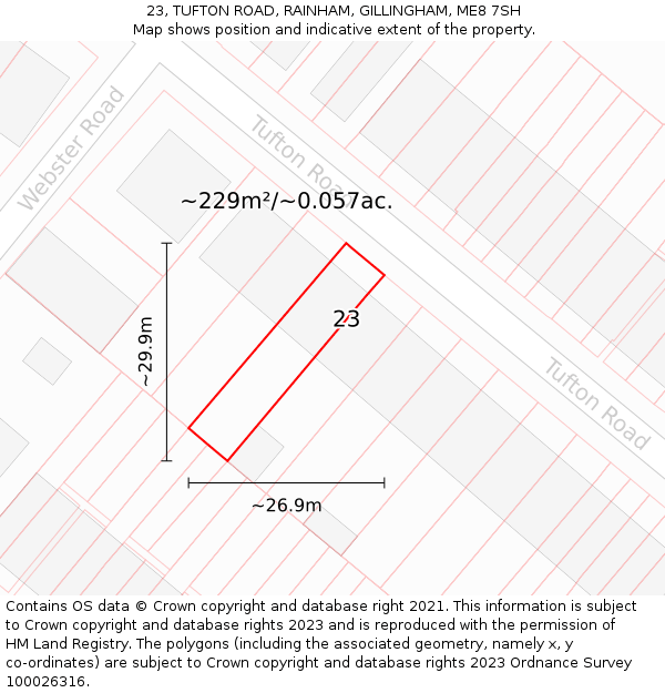 23, TUFTON ROAD, RAINHAM, GILLINGHAM, ME8 7SH: Plot and title map